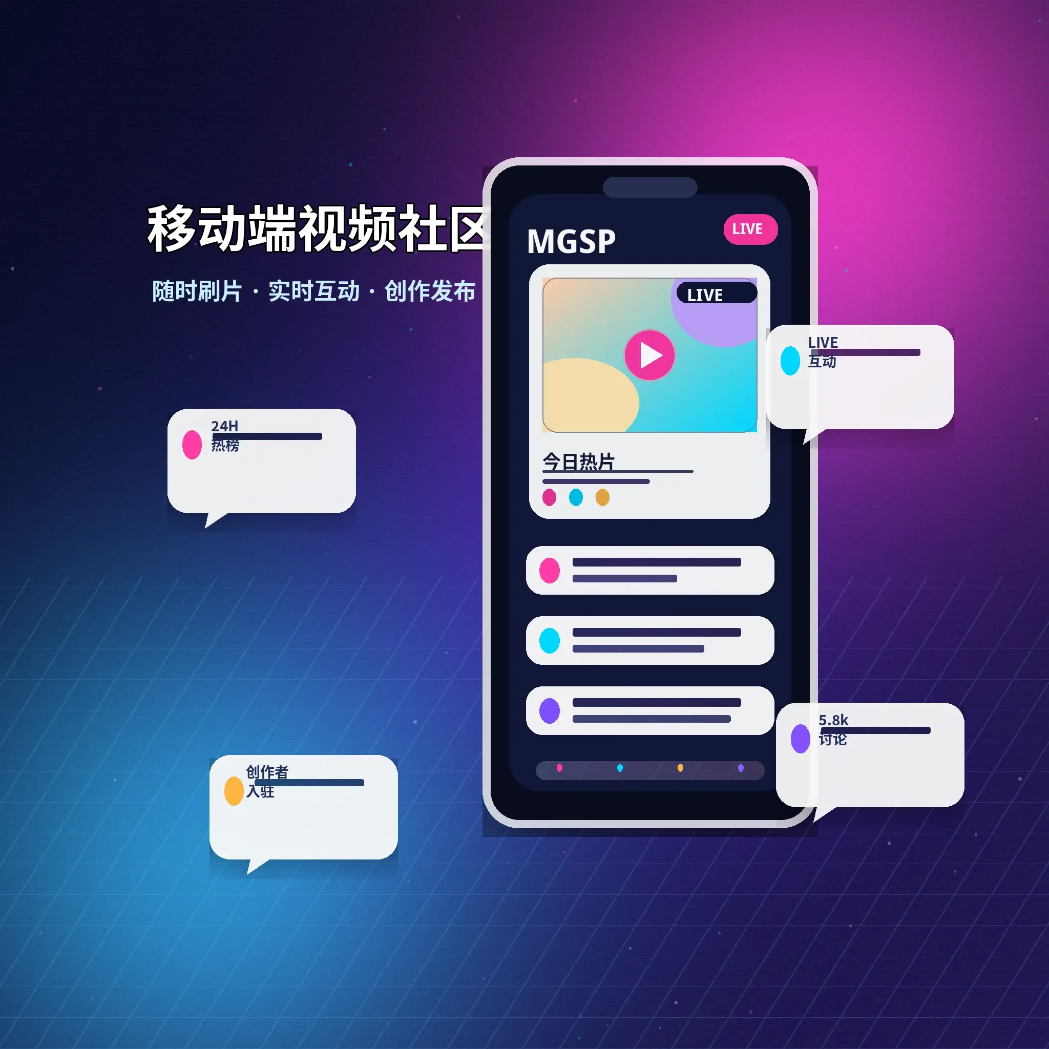 蘑菇视频APP影视内容与社区服务界面